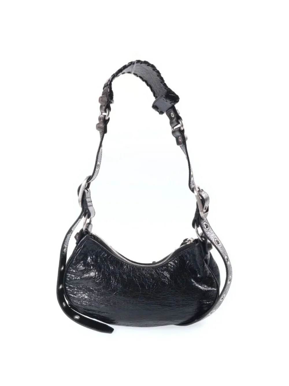 Balenciaga Le Cagole Flap DIY Metal Logo le XS Leather Shoulder Bag Black